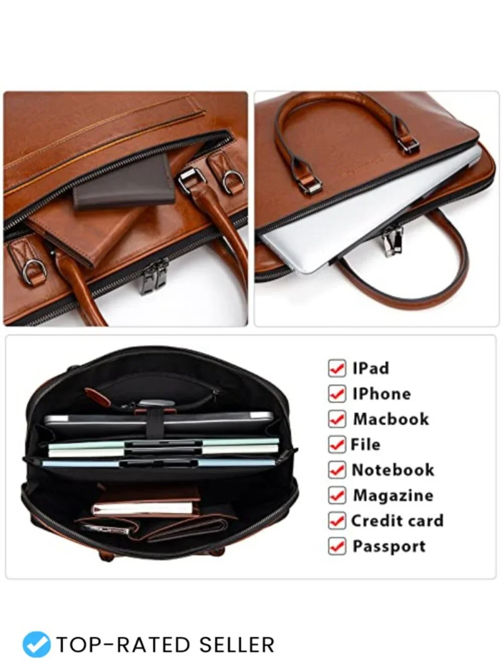 Genuine Leather Laptop Messenger Bag 15.6